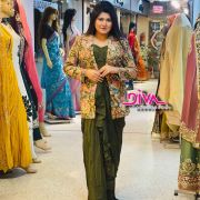 Blazer With Saree Style Draping