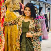 Blazer With Saree Style Draping