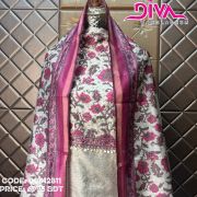 Indian Premium Floral Unstitched 3 Piece – Luxury Pink Edition
