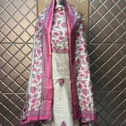 Indian Premium Floral Unstitched 3 Piece – Luxury Pink Edition